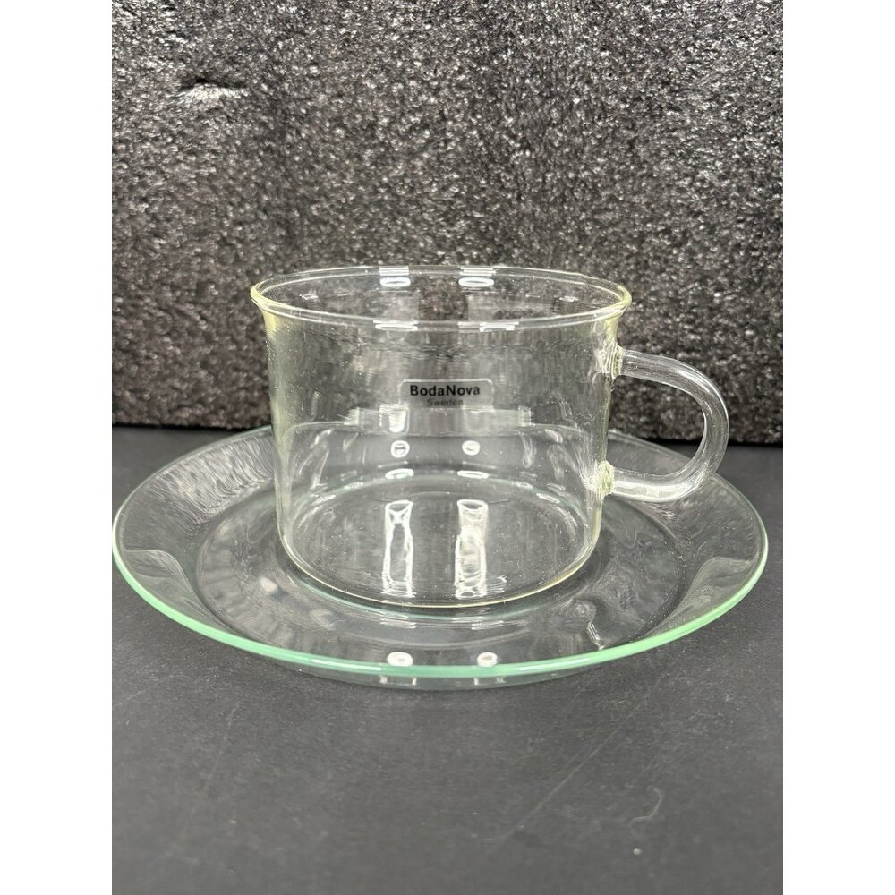 Vintage Boda Nova Sweden Glass Tea Cup Saucer Signe Persson-Melin 1970s